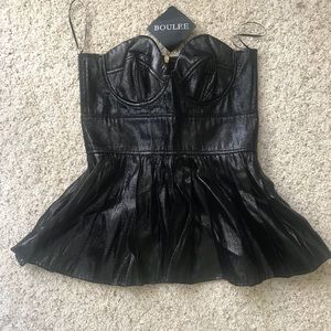 BOULEE Metallic Peplum Bustier